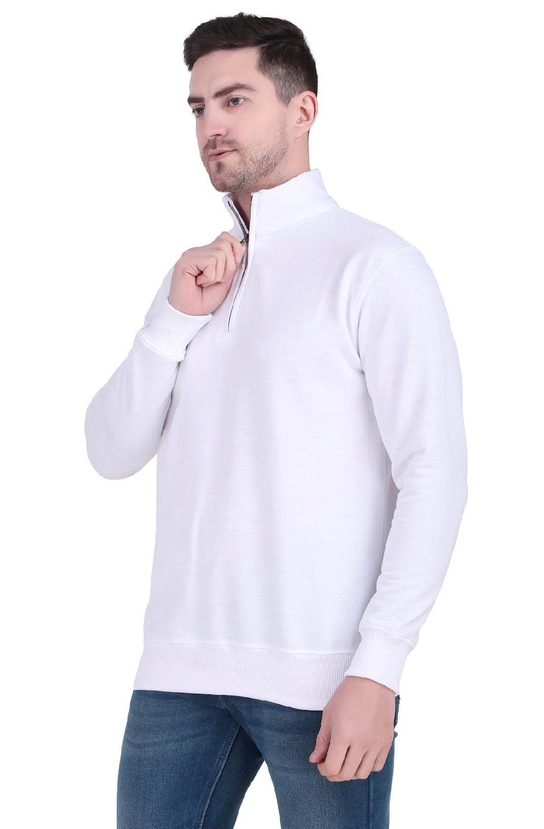 White Half-Zip Sweatshirt.