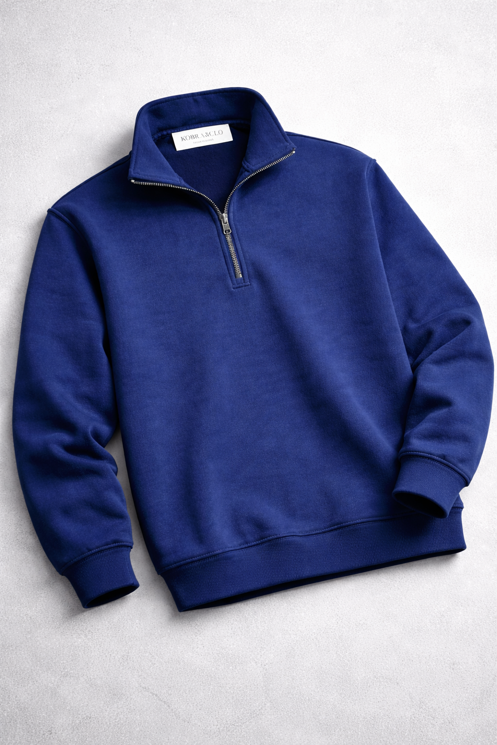 Navy Half-Zip Sweatshirt.