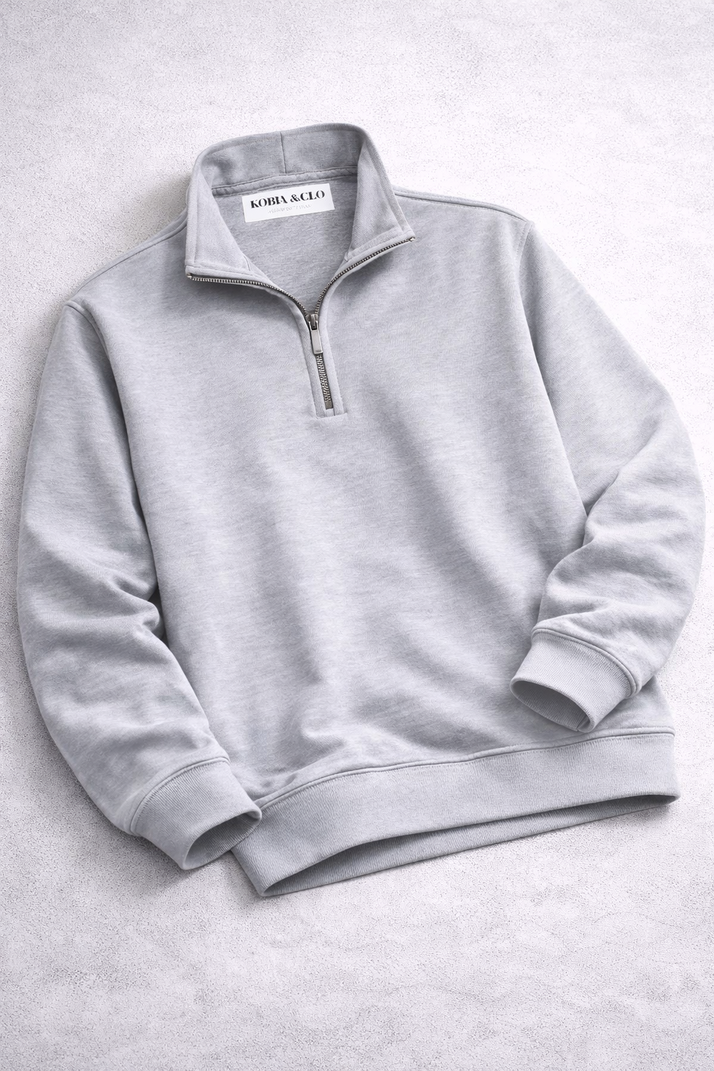 Grey Half-Zip Sweatshirt.